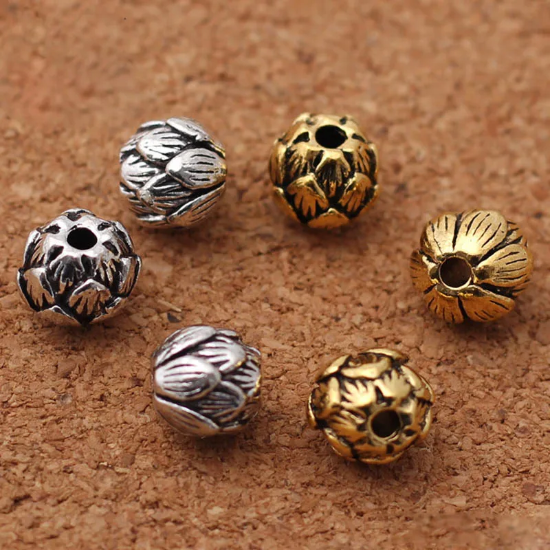 10pcs/lot Vintage Antique Silver Gold Color Lotus Charm Beads 10mm Handmade Zinc Alloy Beaded Spacer Fit Bracelets DIY Jewelry
10pcs/lot Vintage Antique Silver Gold Color Lotus Charm Beads 10mm Handmade Zinc Alloy Beaded Spacer Fit Bracelets DIY Jewelry