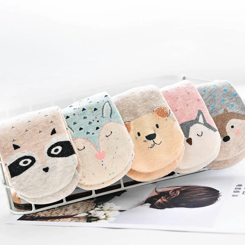 [EIOISAPRA]5 Pairs Cute Fuzzy Ear Wacky Totoro Pattern Socks Women Kawaii Animal Meias Korean Funny Sox Cotton Calcetines Mujer