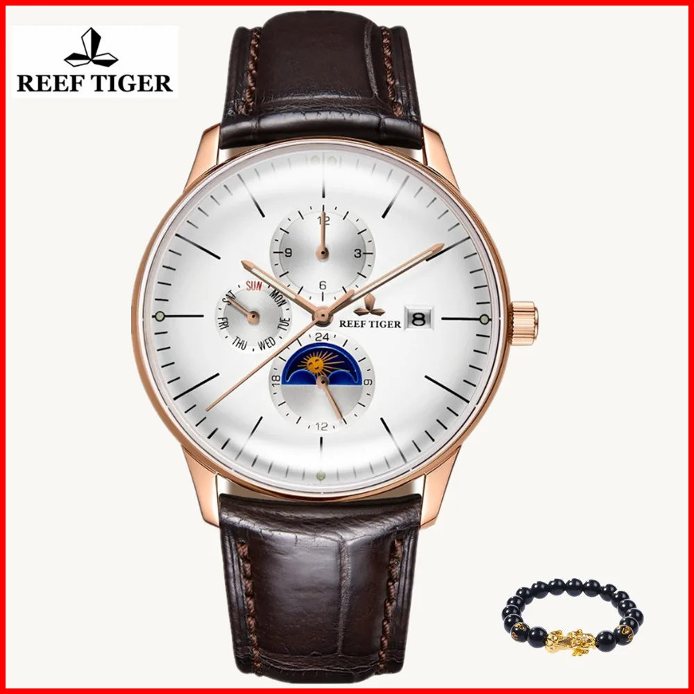 

Reef Tiger/RT Luxury Casual Watch Men Sport Waterproof Rose Gold Automatic Convex Lens Analog Watches relogio masculino RGA1653