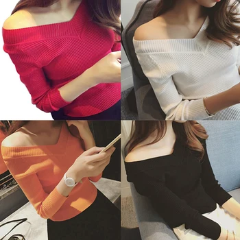 Autumn Winter Soft Elasticity Pull Women Sexy V-Neck Long Sleeve Basic Sweater Women Pullover Knitted Sweaters Top 4 Colors
Autumn Winter Soft Elasticity Pull Women Sexy V-Neck Long Sleeve Basic Sweater Women Pullover Knitted Sweaters Top 4 Colors