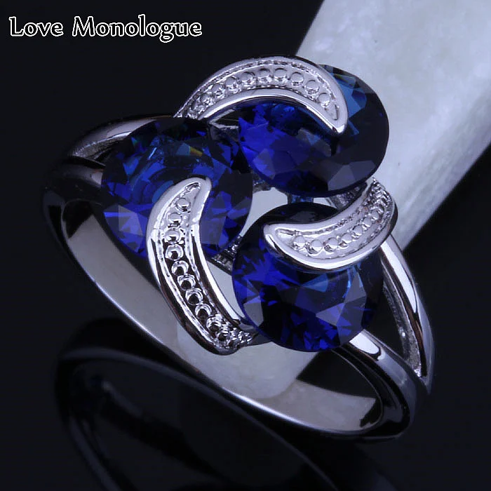 Женское кольцо с 3 элементами и голубым кристаллом|women rings|designer ringring design |