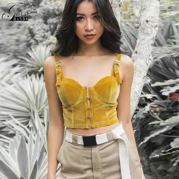 Gold Hands Fashion Sexy Velvet Shoulder Strap Navel Exposed Buttoned Vacation Tank Top Casual Women's Sleeveless Body Vest Shirt
Gold Hands Fashion Sexy Velvet Shoulder Strap Navel Exposed Buttoned Vacation Tank Top Casual Women's Sleeveless Body Vest Shirt