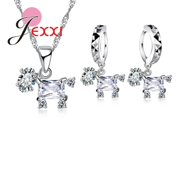 Cute Crystal Hourse Pendant Necklace Drop Earrings Set Wedding 925 Sterling Silver Jewelry Sets Cubic Zirconia Collar
Cute Crystal Hourse Pendant Necklace Drop Earrings Set Wedding 925 Sterling Silver Jewelry Sets Cubic Zirconia Collar
