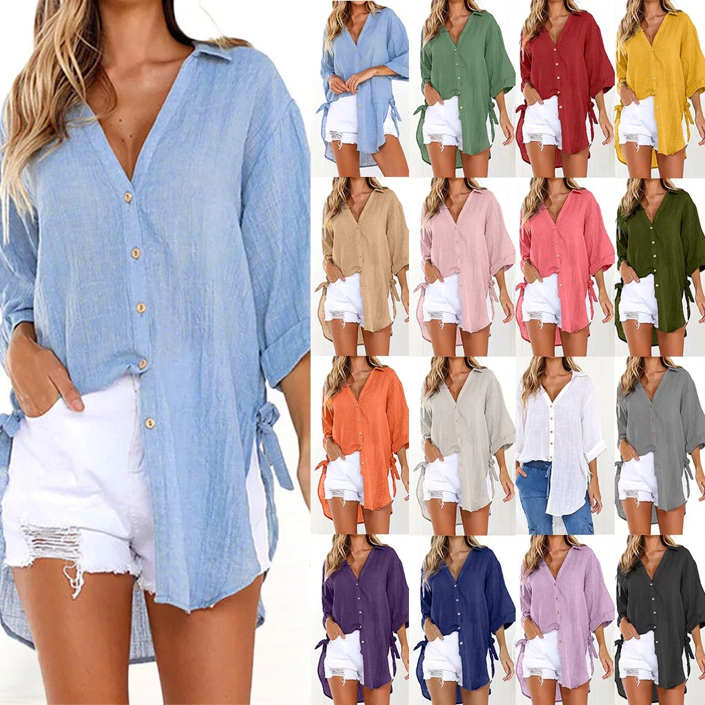 2019 Women Solid Button Long Shirt 2019 Ladies Casual Tops Blouse et Chemisier Femme Blusas Mujer de Moda Plus Size M-5XL z0702
2019 Women Solid Button Long Shirt 2019 Ladies Casual Tops Blouse et Chemisier Femme Blusas Mujer de Moda Plus Size M-5XL z0702