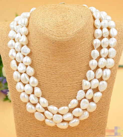 HOT## Wholesale P4744 lustre 3row 15mm WHITE BAROQUE freshwater cultured pearl necklace
HOT## Wholesale P4744 lustre 3row 15mm WHITE BAROQUE freshwater cultured pearl necklace