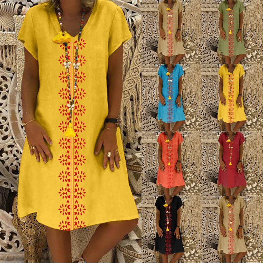 Women Cotton Line Mini Dresses Plus Size 5XL Dress Summer V-Neck Printed Cotton And Linen Casual Plus Size Ladies Dresses#5$
Women Cotton Line Mini Dresses Plus Size 5XL Dress Summer V-Neck Printed Cotton And Linen Casual Plus Size Ladies Dresses#5$