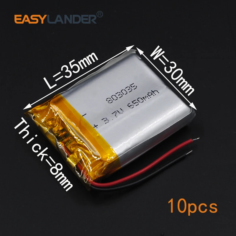10pcs/Lot 3.7V 950mAh 803035 Rechargeable li Polymer Li-ion Battery For bluetooth headset mp3 speaker recorder wristband 083035
10pcs/Lot 3.7V 950mAh 803035 Rechargeable li Polymer Li-ion Battery For bluetooth headset mp3 speaker recorder wristband 083035