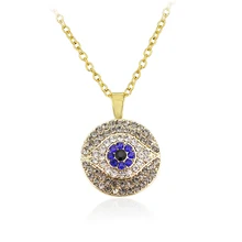 Encantos boho cristal turco evil eyes rodada colar de pingente de ouro de preenchimento colar étnica jóias das mulheres(China)