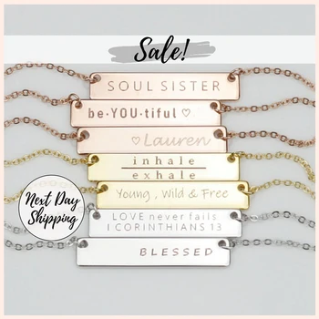 SG 925 sterling silver bar necklace custom engraving name or date pendant necklace anniversary or birthday gift Freeshipping
SG 925 sterling silver bar necklace custom engraving name or date pendant necklace anniversary or birthday gift Freeshipping
