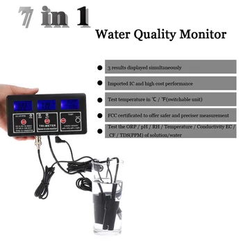 New 7in1 Digital LCD Multi-function Water Quality Monitor ORP / pH / RH / EC / CF / TDS(PPM) / TEMP Multiparameter Tester
New 7in1 Digital LCD Multi-function Water Quality Monitor ORP / pH / RH / EC / CF / TDS(PPM) / TEMP Multiparameter Tester