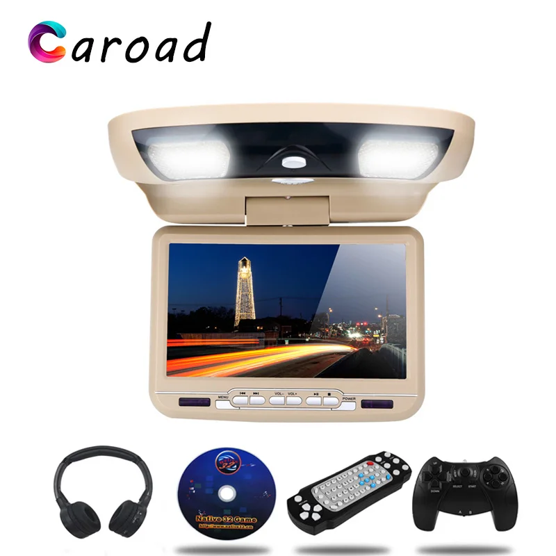 9 inch Car Monitor Roof Ceiling Mount Flip Down LED Digital Screen DVD Player IR FM Transmitter USB SD MP5 Speaker Game 
9 inch Car Monitor Roof Ceiling Mount Flip Down LED Digital Screen DVD Player IR FM Transmitter USB SD MP5 Speaker Game