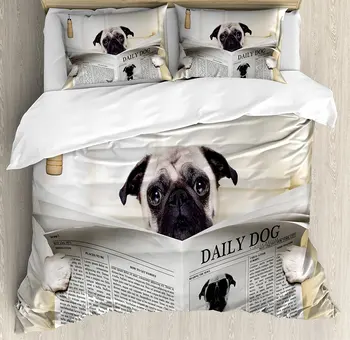 Pug Duvet Cover Set Puppy Reading the Newspaper on the Toilet Bathroom Funny Image Pug Joke Print 4 Piece Bedding Set 
Pug Duvet Cover Set Puppy Reading the Newspaper on the Toilet Bathroom Funny Image Pug Joke Print 4 Piece Bedding Set
