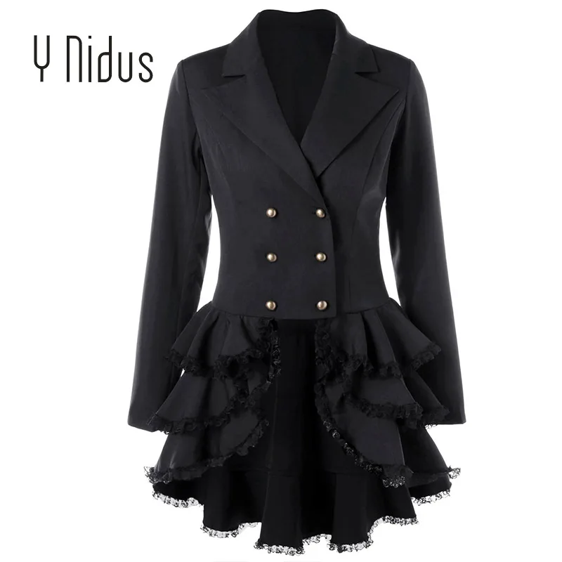 Trench Coat Women's Aaymmetric Lace Hem Tops Steampunk Victorian Swallow Tail Trench Coat Double-Breasted Female Thin Outwear
Trench Coat Women's Aaymmetric Lace Hem Tops Steampunk Victorian Swallow Tail Trench Coat Double-Breasted Female Thin Outwear