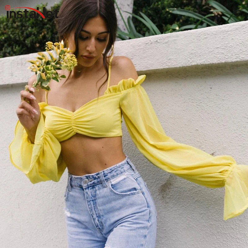 InstaHot Long Sleeve Crop Tops Off Shoulder Yellow Blouse Shirts Women Summer Spaghetti Straps Puff Sleeve Sexy Casual Shirt
InstaHot Long Sleeve Crop Tops Off Shoulder Yellow Blouse Shirts Women Summer Spaghetti Straps Puff Sleeve Sexy Casual Shirt