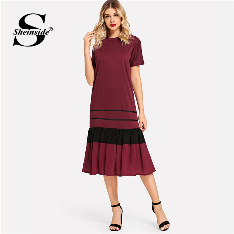 Sheinside Burgundy Colorblock Striped Pleated Hem Summer Dress Women Short Sleeve Casual Dresses 2019 Drop Waist Long Dress
Sheinside Burgundy Colorblock Striped Pleated Hem Summer Dress Women Short Sleeve Casual Dresses 2019 Drop Waist Long Dress