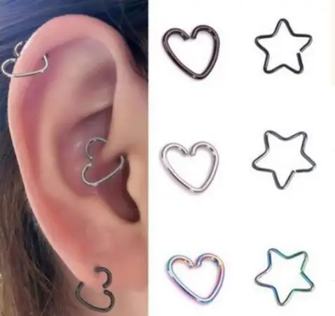10 pcs Ear Nail Bone Heart Star Earring Piercing helix ear stud tragus Ear Piercing Black Silver Gold Cartilage Ring For Women
10 pcs Ear Nail Bone Heart Star Earring Piercing helix ear stud tragus Ear Piercing Black Silver Gold Cartilage Ring For Women