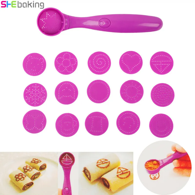 Shebaking Magic Spice Spoon 16 Templates Electrical Kit Latte Art Stencils Coffee Spoon Dessert Milk Carving DIY Cake Decor Tool
Shebaking Magic Spice Spoon 16 Templates Electrical Kit Latte Art Stencils Coffee Spoon Dessert Milk Carving DIY Cake Decor Tool