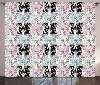 Unicorn Party Curtains Cartoon Animal Dancing on Colorful Checkered Background Magic Fun Kids Theme Living Room Bedroom Window D
Unicorn Party Curtains Cartoon Animal Dancing on Colorful Checkered Background Magic Fun Kids Theme Living Room Bedroom Window D