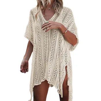 Loose Summer Spring Bikini Cover Up Hollow Beach Blouse Short Sleeves V Neck Ruched Knitwear Pullovers Women Sunscreen Clothes
Loose Summer Spring Bikini Cover Up Hollow Beach Blouse Short Sleeves V Neck Ruched Knitwear Pullovers Women Sunscreen Clothes