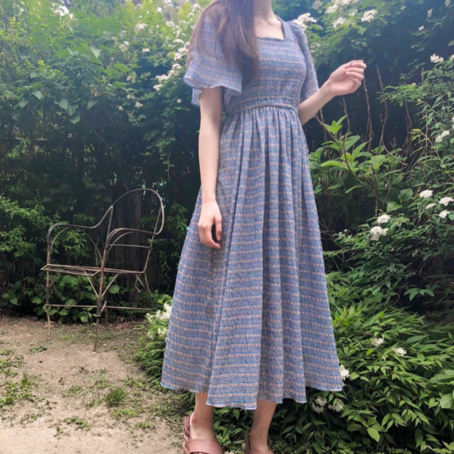 Women Summer Collar Elegant Sweet Ruffle Sleeve Long Dress Female A-line Plus Size Maxi Dresses Stripe Vestido Robe Femme Jurk
Women Summer Collar Elegant Sweet Ruffle Sleeve Long Dress Female A-line Plus Size Maxi Dresses Stripe Vestido Robe Femme Jurk