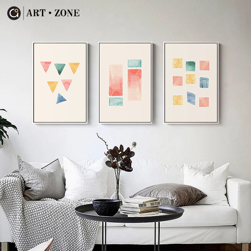 ART ZONE Geometric Watercolor Canvas Painting Triangles Rectangle Art Geometric Decor Painting Living Room Home Decor Poster
ART ZONE Geometric Watercolor Canvas Painting Triangles Rectangle Art Geometric Decor Painting Living Room Home Decor Poster