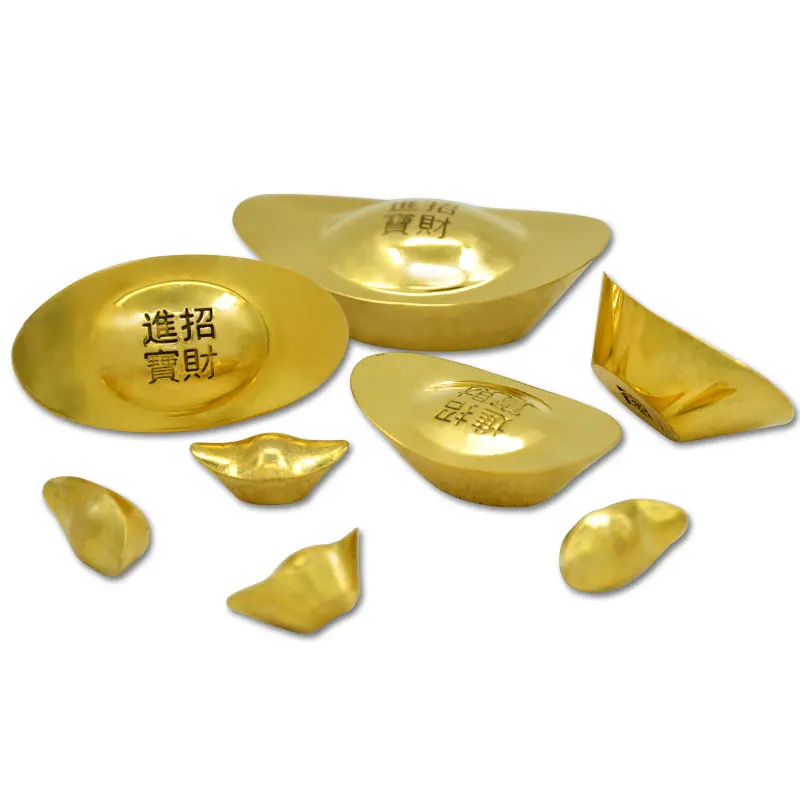 Chinese Mascot Metal Copper Ingots Crafts Feng Shui Auspicious Lucky Money Gold Ingot Home Decoration Accessories
Chinese Mascot Metal Copper Ingots Crafts Feng Shui Auspicious Lucky Money Gold Ingot Home Decoration Accessories