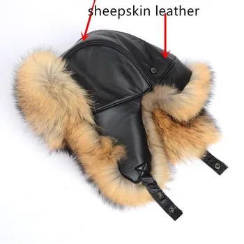 Leather Bomber Hat Genuine Fox Fur Male Hats Real Raccoon Lei Feng Cap Russian Men Winter Ear Warm Fur Hats With Leather Top
Leather Bomber Hat Genuine Fox Fur Male Hats Real Raccoon Lei Feng Cap Russian Men Winter Ear Warm Fur Hats With Leather Top