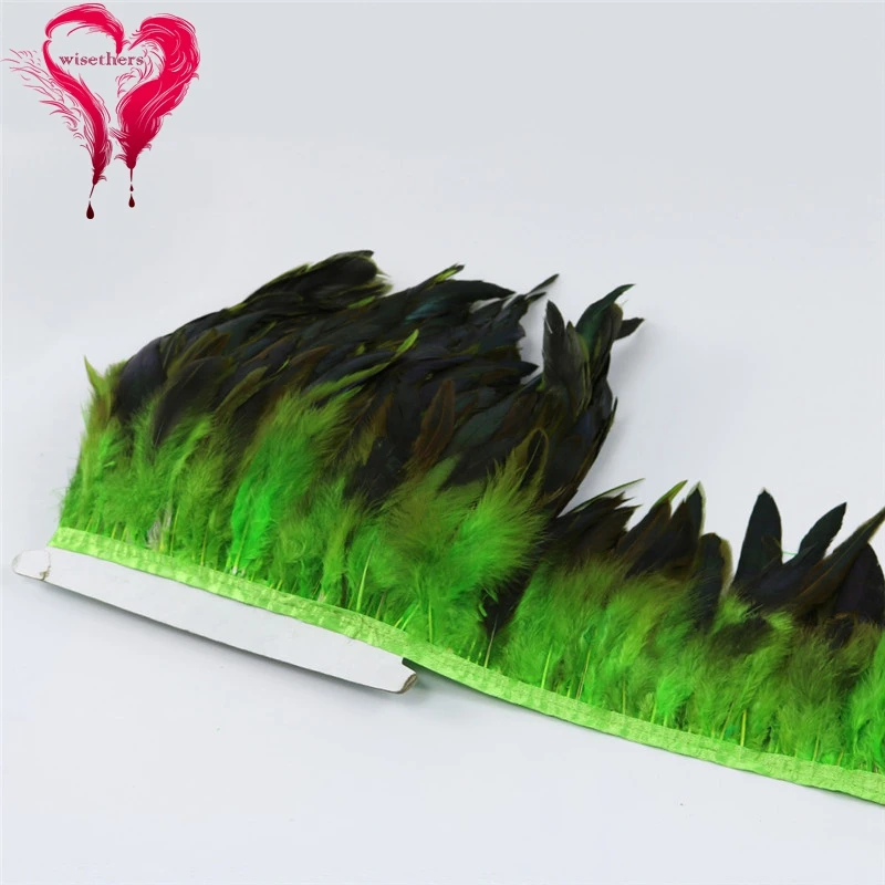 7 apple green rooster feather trims 4
