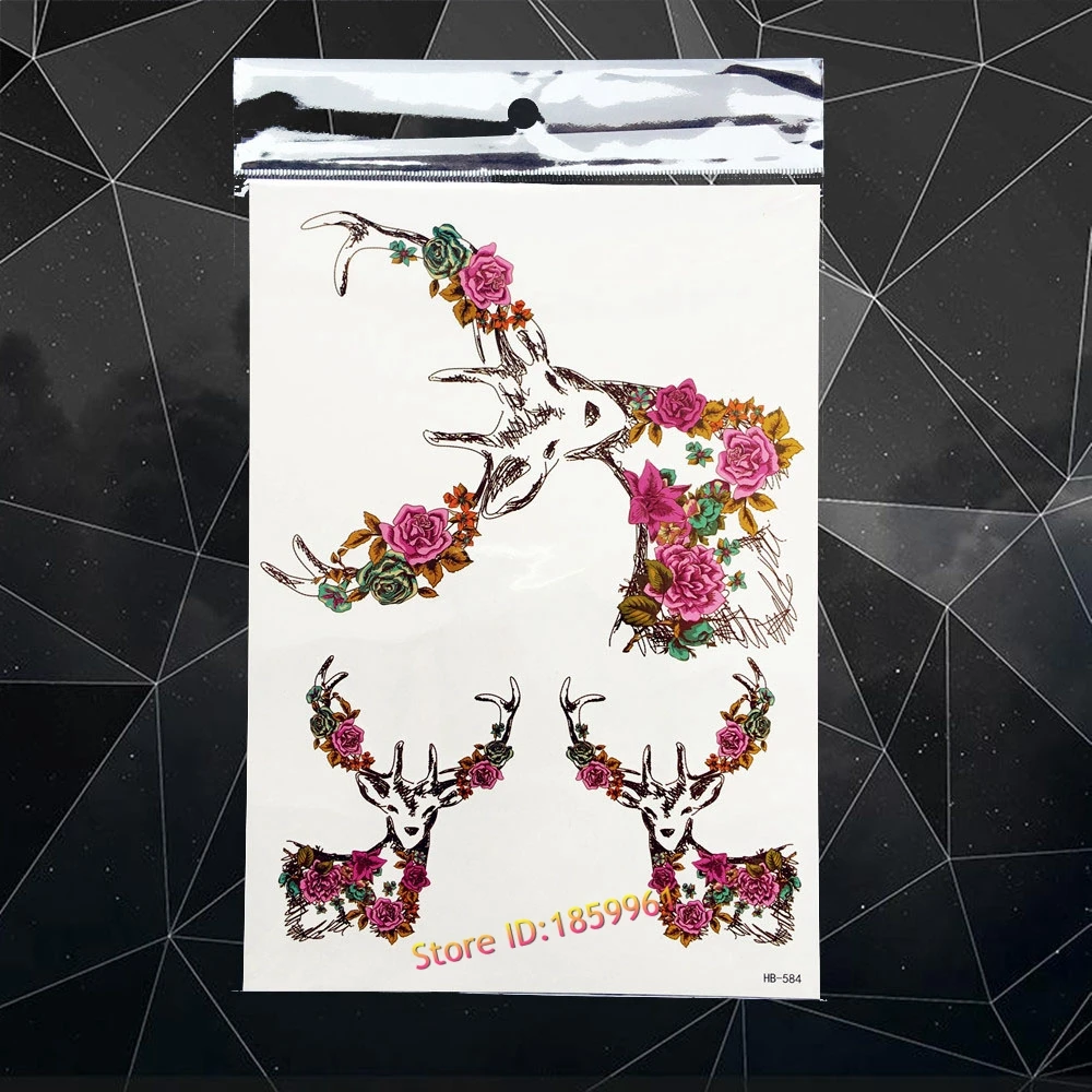 Moose Horn Temporary Tattoo Stickers Women Body Art Fake Tatoo 21x15CM Deer Elk Bucks Tattoo Waterproof Flash Tattoo Flower
Moose Horn Temporary Tattoo Stickers Women Body Art Fake Tatoo 21x15CM Deer Elk Bucks Tattoo Waterproof Flash Tattoo Flower