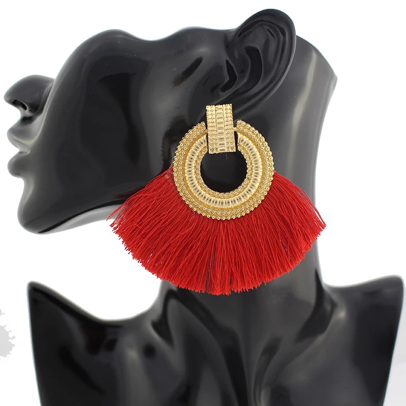 Bohemian Tassel Earrings Big Round Circle Boho Drop Earrings Statement Dangle Earrings Fashion Jewelry for Women Gold Color Pink
Bohemian Tassel Earrings Big Round Circle Boho Drop Earrings Statement Dangle Earrings Fashion Jewelry for Women Gold Color Pink