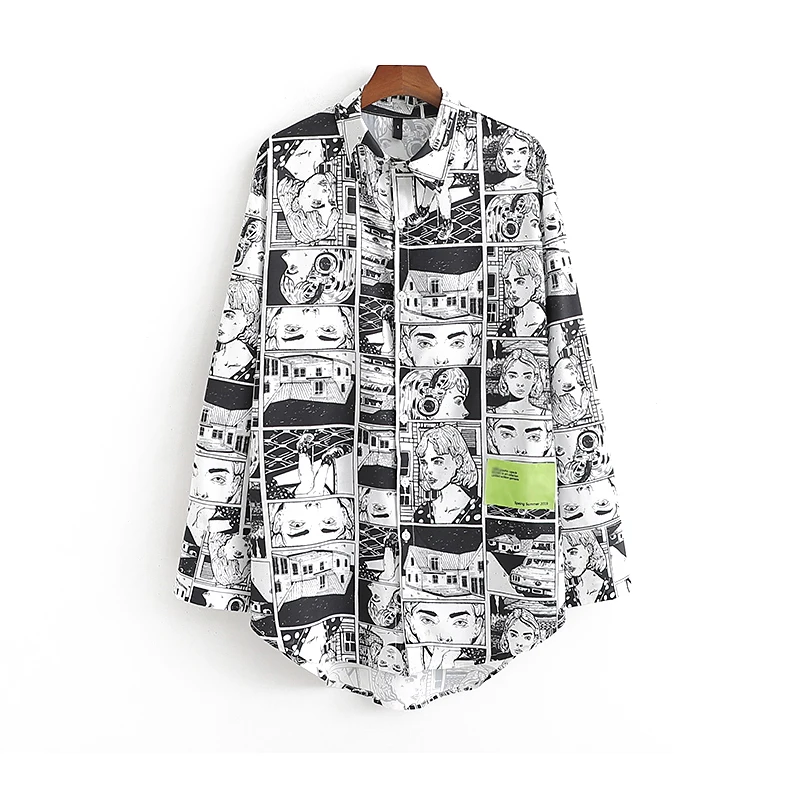 New Cartoon Print Women Blouses 2019 Spring-Summer Womens Short Front Long Back Graffiti Shirt Ladies Button-fly Chic Tops femme
New Cartoon Print Women Blouses 2019 Spring-Summer Womens Short Front Long Back Graffiti Shirt Ladies Button-fly Chic Tops femme