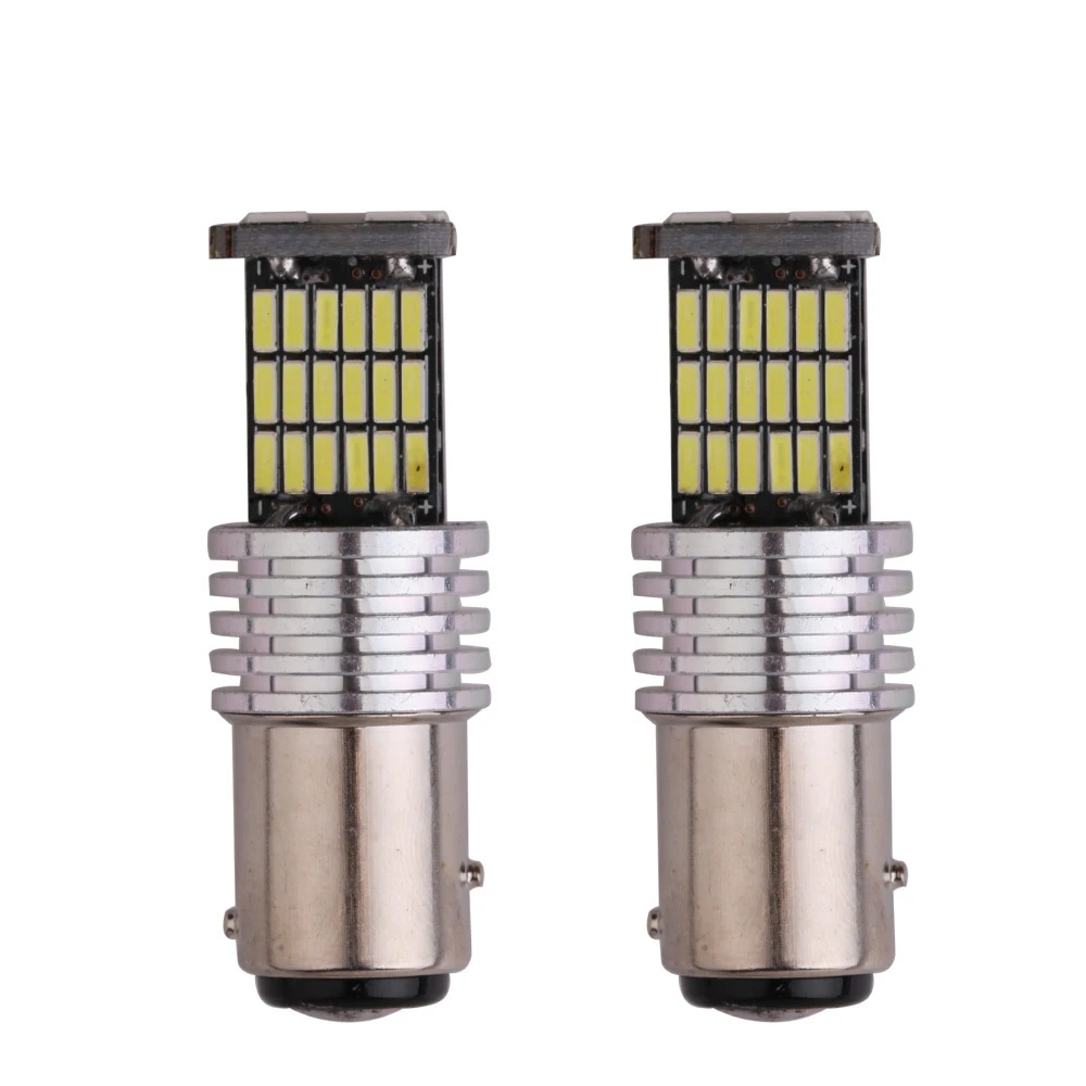 100pcs T20 1156 BA15S P21W W16W 45SMD 4014 LED CANBUS NO ERROR Car Tail Bulb Brake Light Backup Reverse Lamp White Yellow 12V (2)