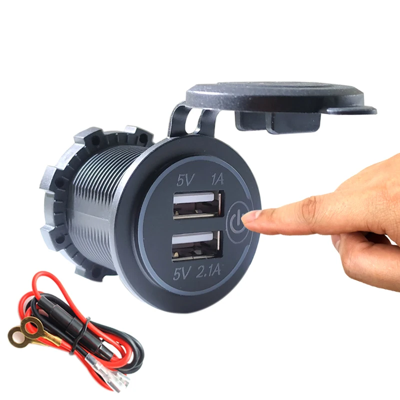 12V 24V Dual USB Touch ON OFF 2.1A LED Car Charger Adapter For Car Boat Marine Truck Camper
12V 24V Dual USB Touch ON OFF 2.1A LED Car Charger Adapter For Car Boat Marine Truck Camper