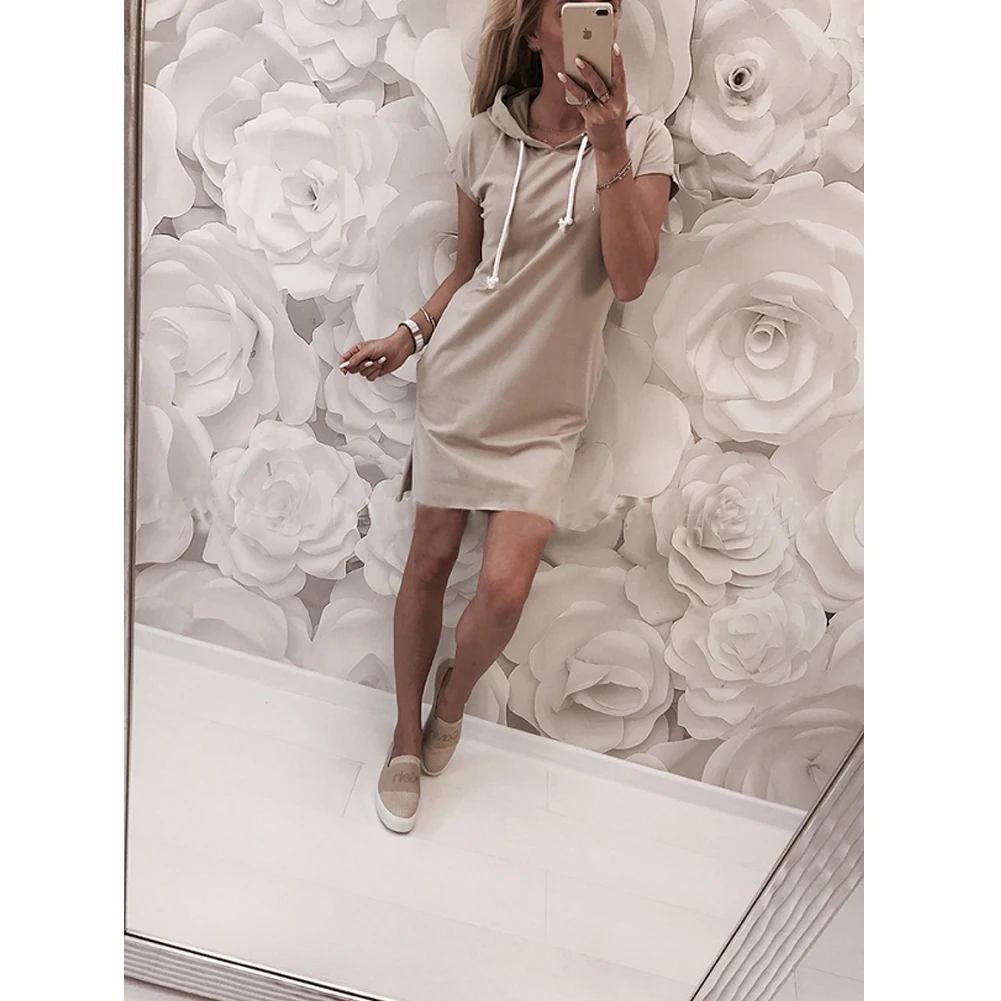 Women Sleeveless Hooded Mini Dress Solid Short Sleeve Summer Casual Sweatshirt Pullover
Women Sleeveless Hooded Mini Dress Solid Short Sleeve Summer Casual Sweatshirt Pullover