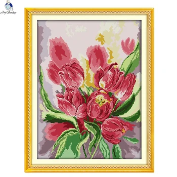 JoySunday DIY cross stitch kits needlework Pink tulip Flower Floral 14CT 11CT cotton painting gift art factory wholesale
JoySunday DIY cross stitch kits needlework Pink tulip Flower Floral 14CT 11CT cotton painting gift art factory wholesale