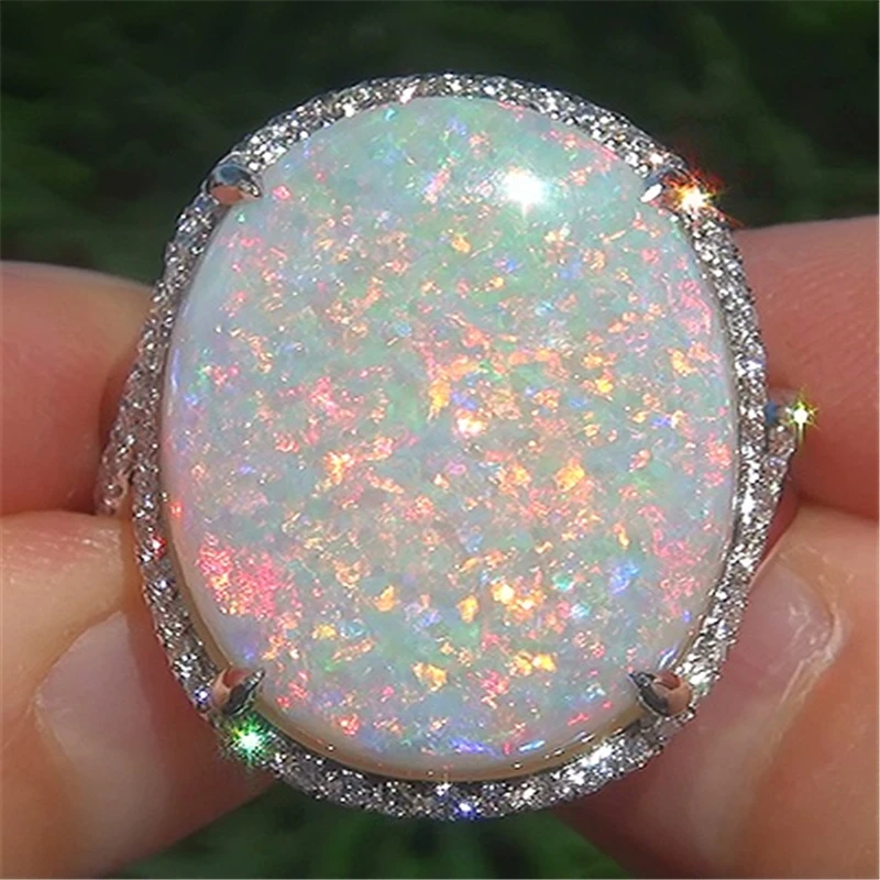 Wedding Opal Oval Rainbow Ring Silver Color Ring Mood Engagement Rings for Women Accessories Jewelry Anillos Mujer E5X693
Wedding Opal Oval Rainbow Ring Silver Color Ring Mood Engagement Rings for Women Accessories Jewelry Anillos Mujer E5X693