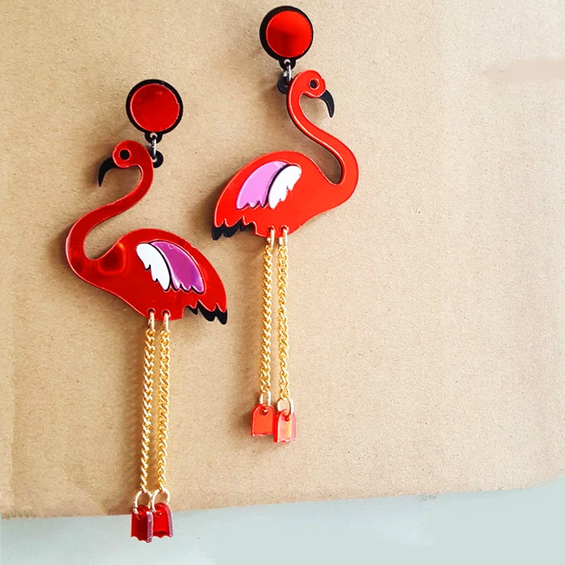 Дорин Box Горячий 3D Фламинго Серьги-гвоздики Новый Для женщин Мода акриловые