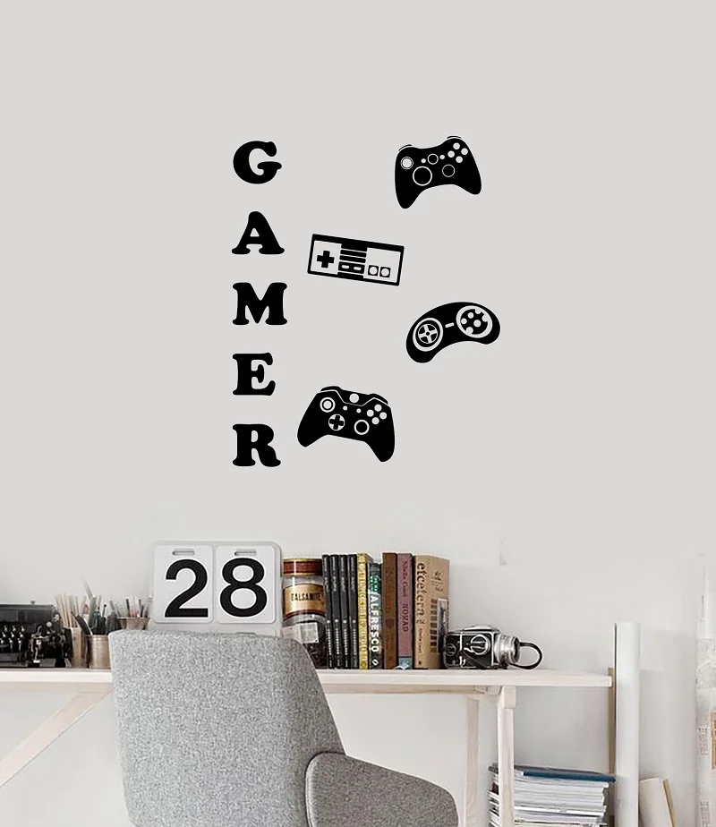 Vinyl wall decal game player joystick video game gamepad game indoor sticker mural, game hall, children's room decoration YX19
Vinyl wall decal game player joystick video game gamepad game indoor sticker mural, game hall, children's room decoration YX19