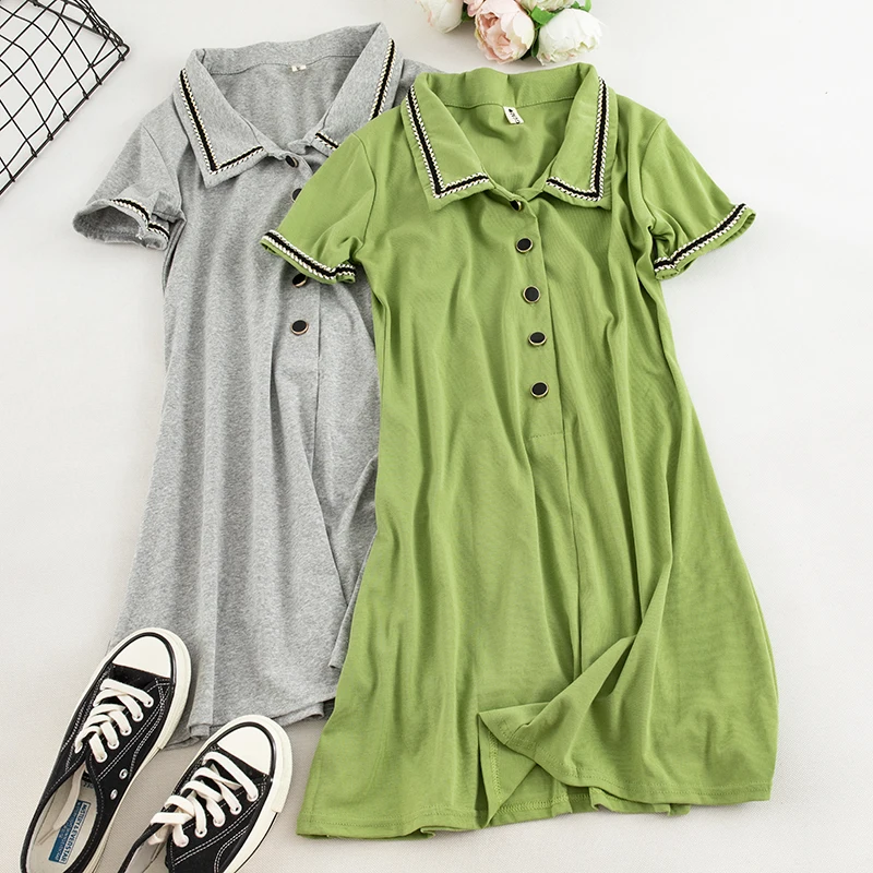 SKOONHEID Summer Women Solid T Shirt Dress Fashion Casual Loose Short Sleeves Polo Dress Korean Style Cotton Midi Long Sundress
SKOONHEID Summer Women Solid T Shirt Dress Fashion Casual Loose Short Sleeves Polo Dress Korean Style Cotton Midi Long Sundress