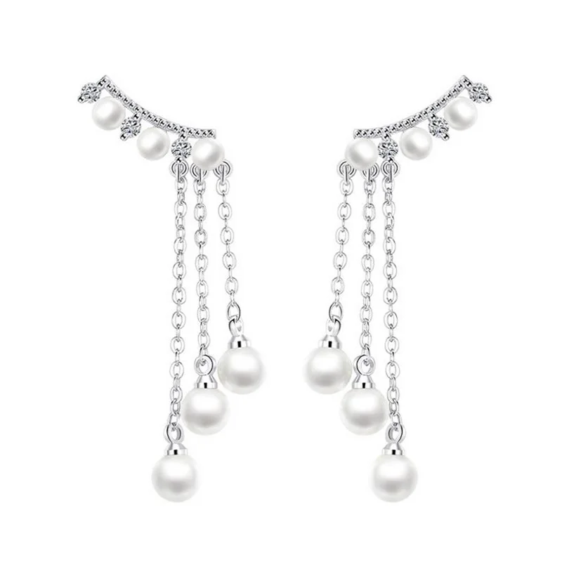 925 Sterling Silver Pearl Earrings for Women Fashion Jewelry Long Chain with Three Pearls Pendant Earrings Party Gift SY375
925 Sterling Silver Pearl Earrings for Women Fashion Jewelry Long Chain with Three Pearls Pendant Earrings Party Gift SY375