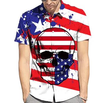 Men's shirt Men's Summer Independence Day Print Short-Sleeved Shirts Button Fashion Blouse
Men's shirt Men's Summer Independence Day Print Short-Sleeved Shirts Button Fashion Blouse