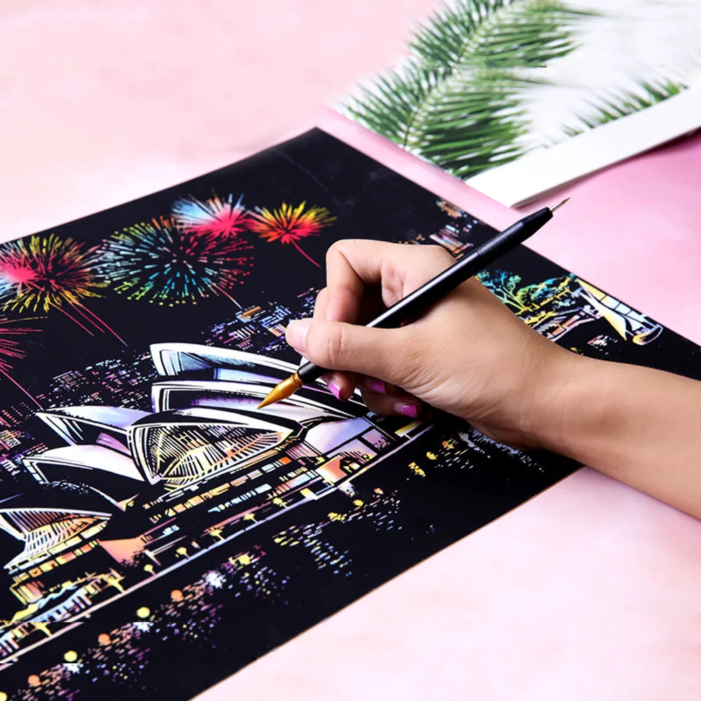 Scratch Art Paper Magic Painting Paper with Drawing Stick For Kids Toy Colorful Drawing Toys Scraping Painting 40.5cm*28.5cm
Scratch Art Paper Magic Painting Paper with Drawing Stick For Kids Toy Colorful Drawing Toys Scraping Painting 40.5cm*28.5cm