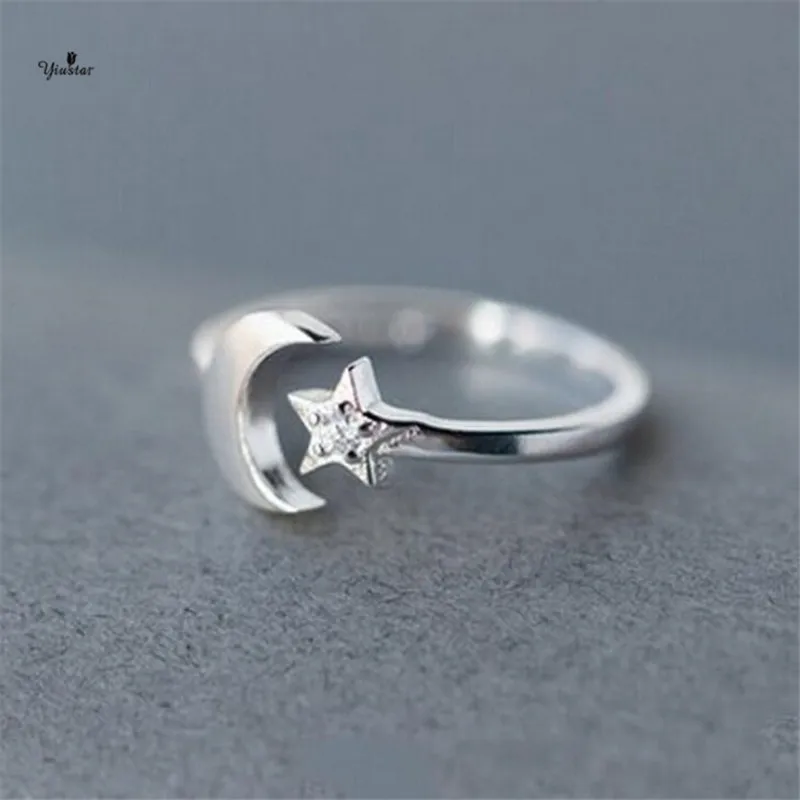 yiustar New Fashion Moon Star CZ Rhinestones Adjustable Rings For Women Wedding gift SYJZ074 | Украшения и аксессуары