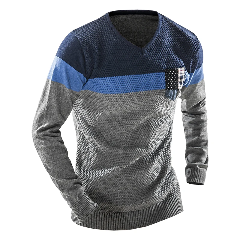 Men's Sweater V Neck Pullover Men Long Sleeve Basic Sweaters Casual Dress Brand Knitwear patchwork sweaters man Pull Homme
Men's Sweater V Neck Pullover Men Long Sleeve Basic Sweaters Casual Dress Brand Knitwear patchwork sweaters man Pull Homme