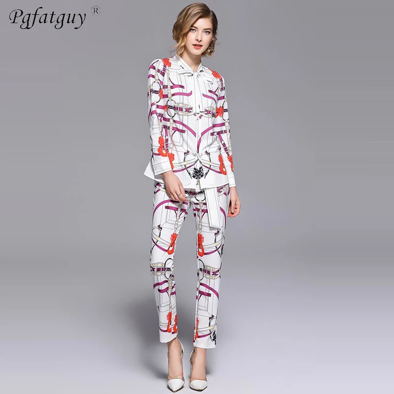 2019 New Fashion Summer Women's Sashes Pattern Printing Bow Waist Tie Blouse Shirt+ Ankle Length Pencil Pants Twinset Ladies Set
2019 New Fashion Summer Women's Sashes Pattern Printing Bow Waist Tie Blouse Shirt+ Ankle Length Pencil Pants Twinset Ladies Set