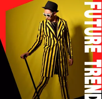 Nightclub male singer DS DJ yellow and black stripes British long jacket big bar coat men fit slim stage costumes ! M-5XL
Nightclub male singer DS DJ yellow and black stripes British long jacket big bar coat men fit slim stage costumes ! M-5XL