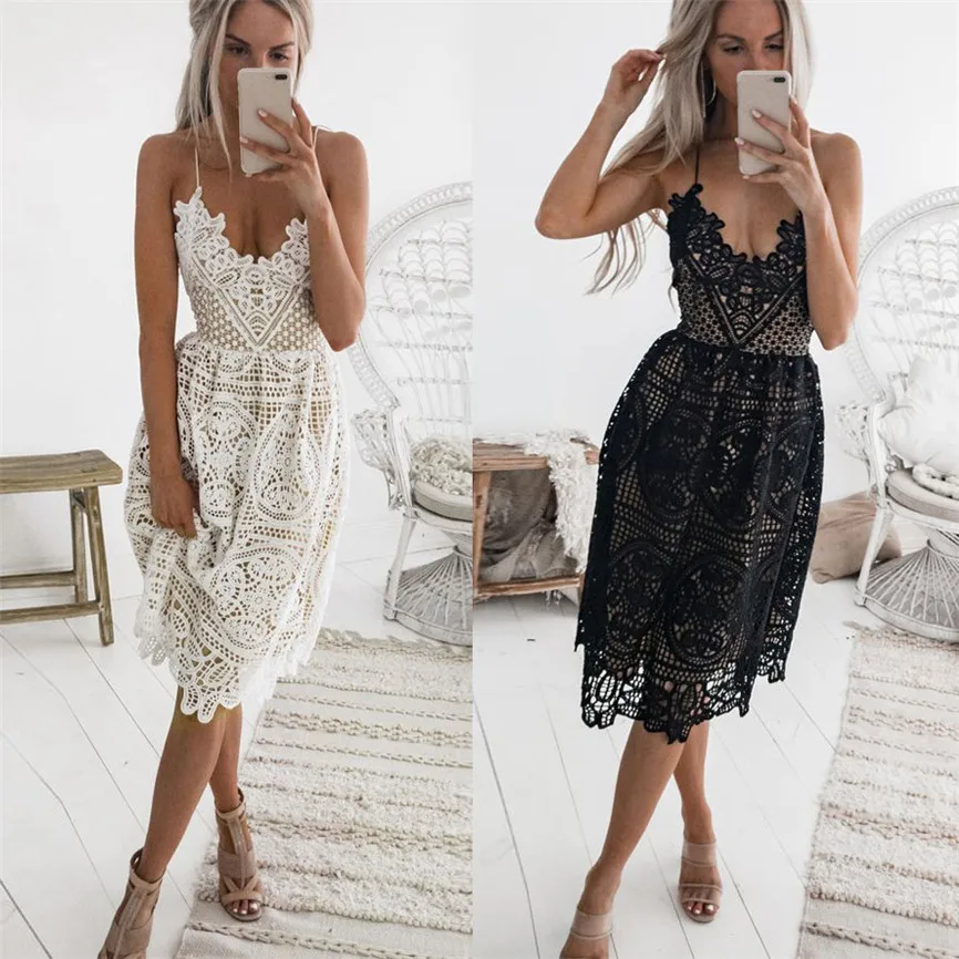 Women Sleeveless Formal Party Dress 2019 Summer Sexy Lace Backless Dress Casual V-neck Beach Elegant Dress M #27
Women Sleeveless Formal Party Dress 2019 Summer Sexy Lace Backless Dress Casual V-neck Beach Elegant Dress M #27