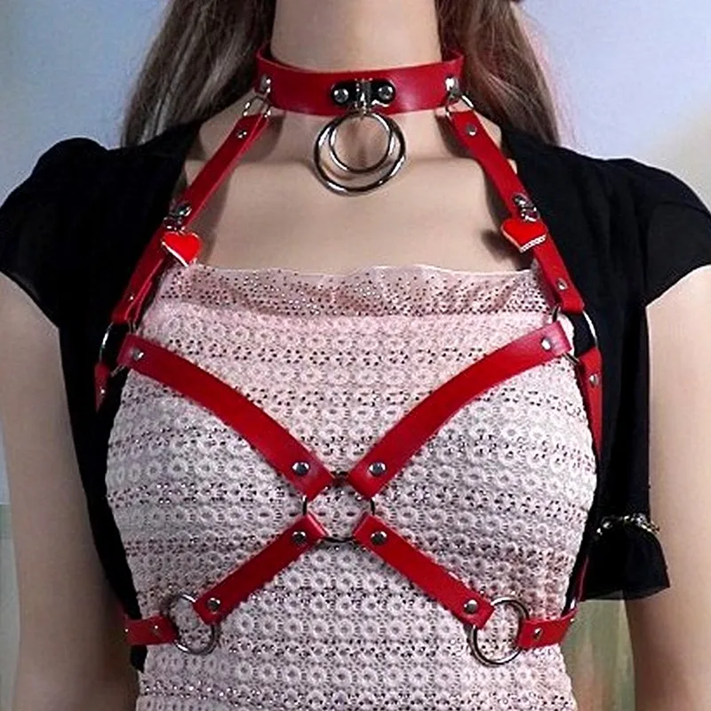 Red Harness Leather Women Strap Lingerie Hollow Out Body Caged Sexy Punk Goth Crop Top Bralette Cosplay Clothing Rave Wear Women
Red Harness Leather Women Strap Lingerie Hollow Out Body Caged Sexy Punk Goth Crop Top Bralette Cosplay Clothing Rave Wear Women