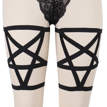 Hot Womens Leg Garters Pentagram Harness Black Elastic Thigh Stocking Suspender Belt Harajuku Goth Exotic Fetish Party Dancewear
Hot Womens Leg Garters Pentagram Harness Black Elastic Thigh Stocking Suspender Belt Harajuku Goth Exotic Fetish Party Dancewear