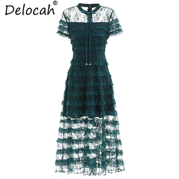 Delocah 2019 Women Spring Summer Dress Runway Fashion Lace Ruffles Bow Tie Mesh Overlay Elegant Vintage Ladies Vacation Dresses
Delocah 2019 Women Spring Summer Dress Runway Fashion Lace Ruffles Bow Tie Mesh Overlay Elegant Vintage Ladies Vacation Dresses